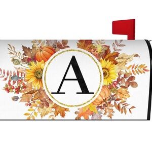 Fall Leaves Monogram Letter A Magnetic Mailbox Cover